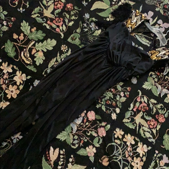 Vintage Black Gold Silver sequin fringe JUMPSUIT ROMPER pantsuit Party NYE - Picture 5 of 14